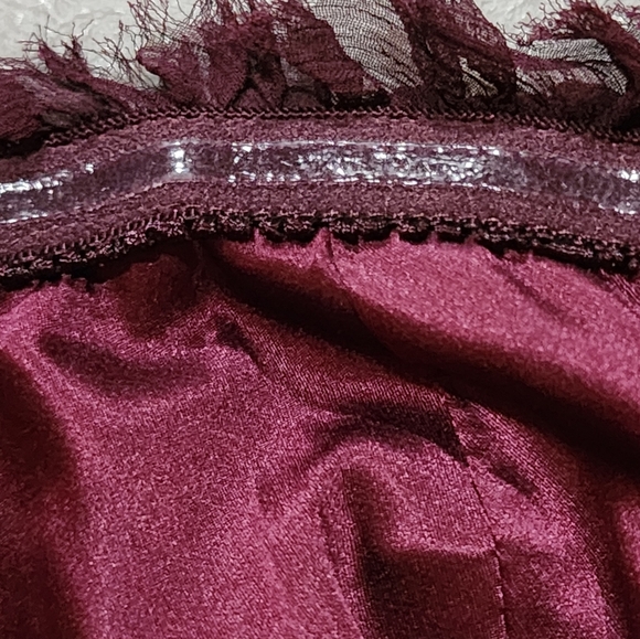 BCBGMAXAZRIA 100% Silk Strapless Burgundy Dress Beaded Empire Waist Size 10 - Picture 6 of 10